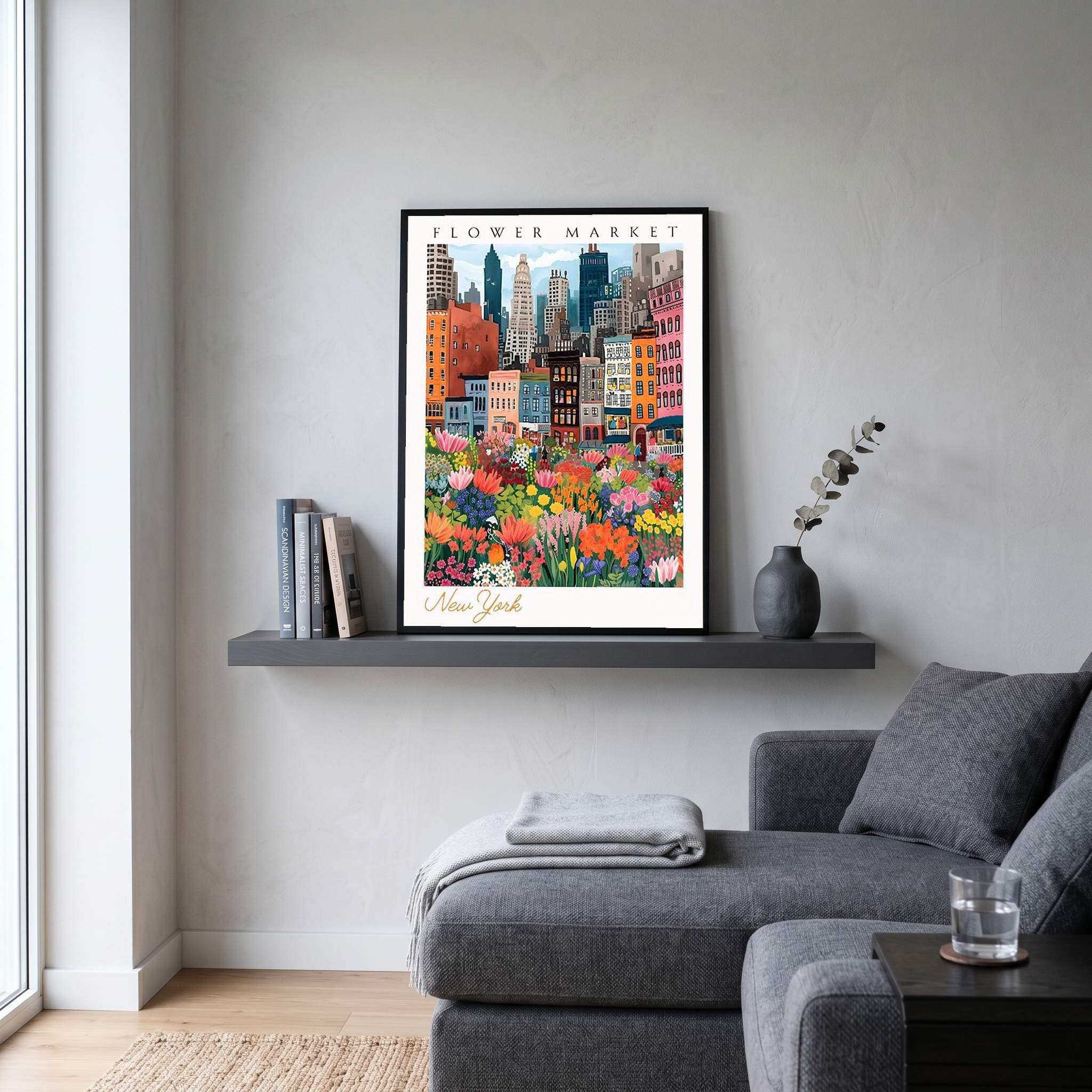 New York Flower Market — Vibrant Cityscape Botanical Wall Art Print