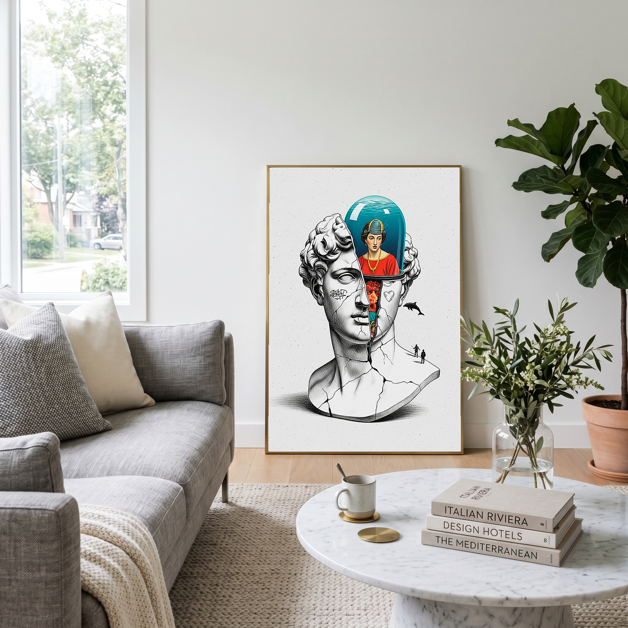 Aquarium Mind — Surreal David Bust Wall Art Print