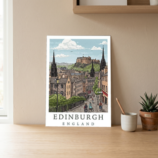Edinburgh Scotland Travel Poster — Castle Royal Mile Old Town Print
