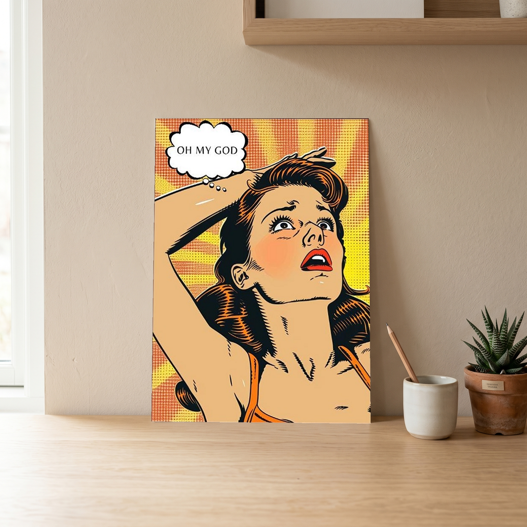 Pop Art Oh My God Poster — Retro Comic Girl Lichtenstein Print