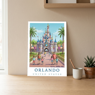 Orlando Florida Travel Poster — Fairy Tale Castle Theme Park Family Print