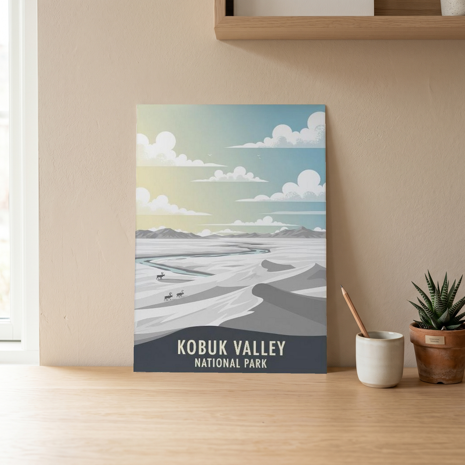 Kobuk Valley National Park Poster — Vintage Alaska Arctic Sand Dunes Caribou