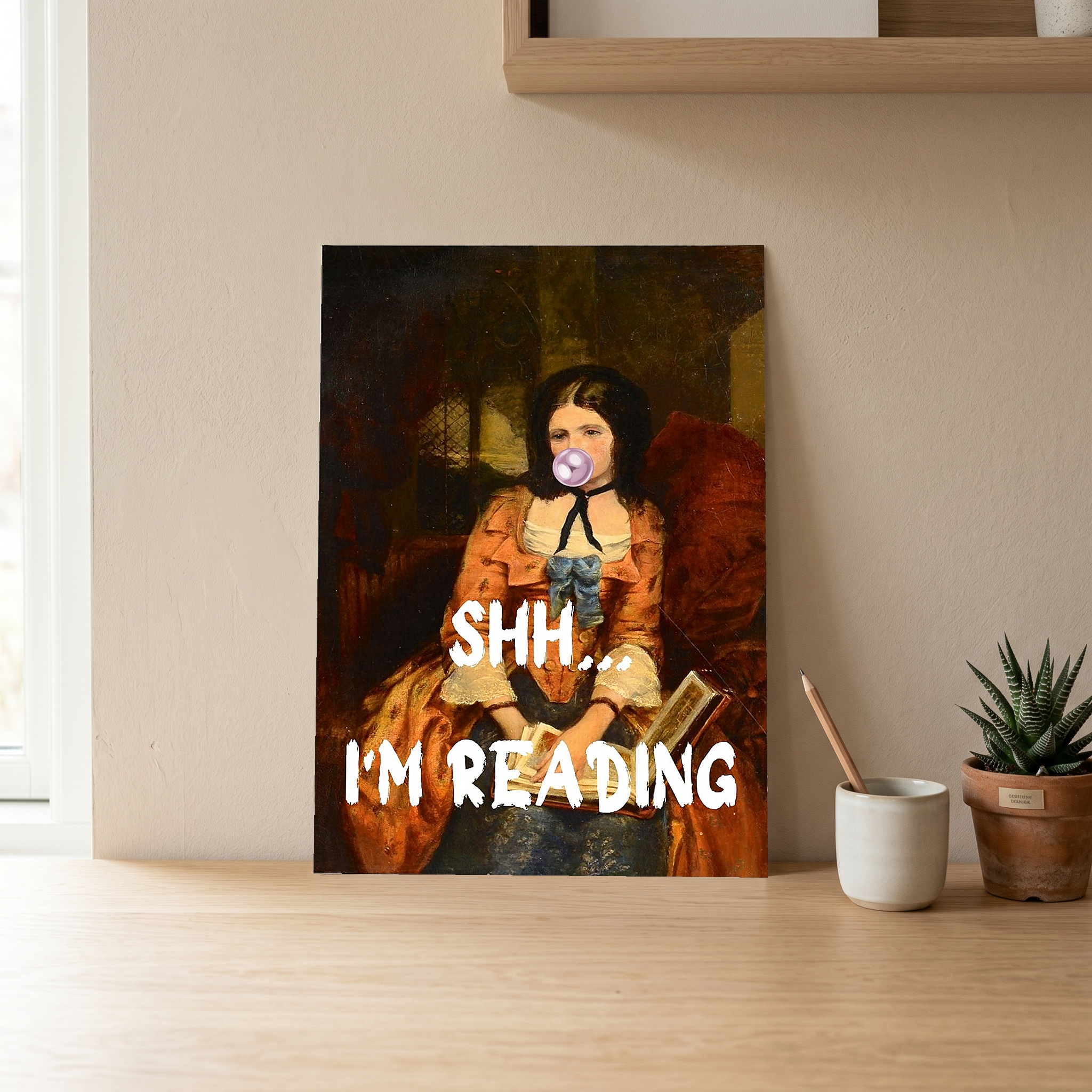 She is Reading Wall Art Print — Book Lover Feminine Quote Poster