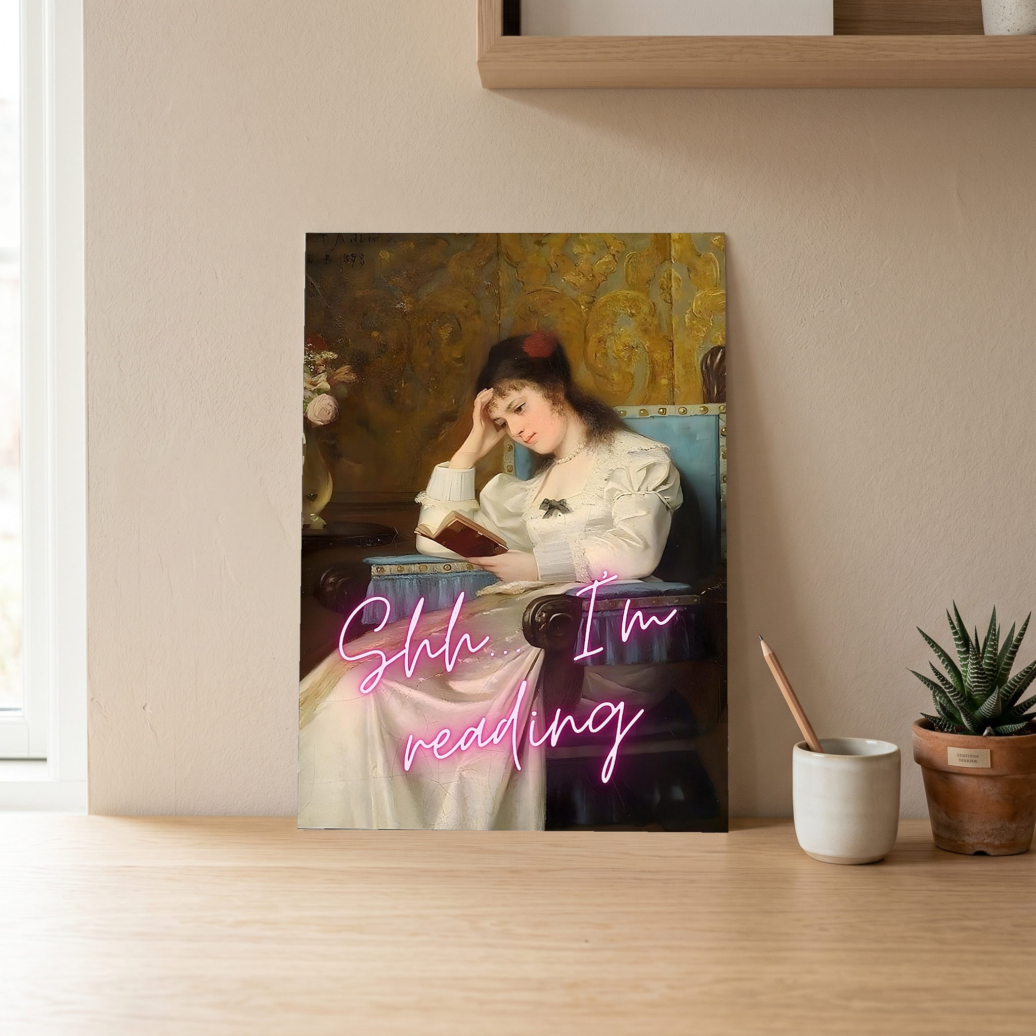 Ssh I'm Reading Wall Art Print — Book Lover Quiet Quote Poster