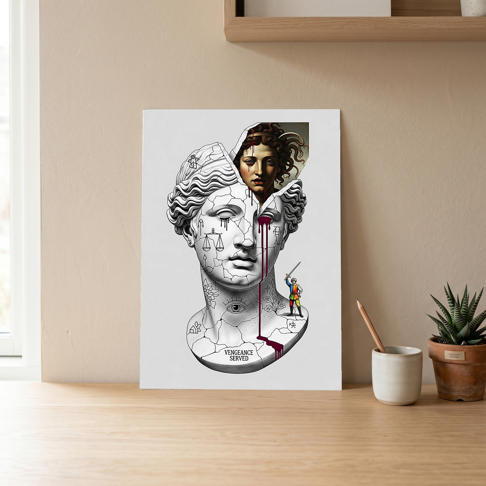 Vengeance Served Medusa V2 — Surreal Greek Mythology Wall Art Print