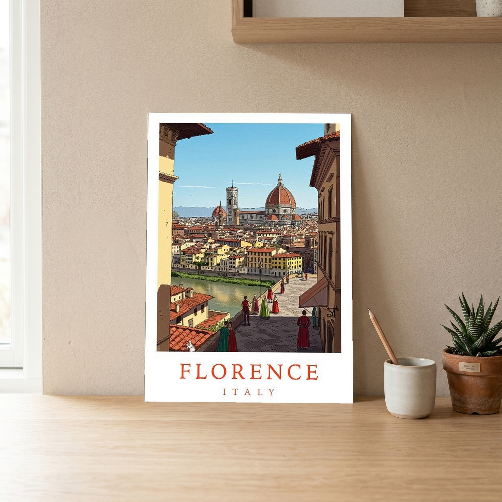 Florence Italy Travel Poster — Duomo Cathedral Renaissance Street Print