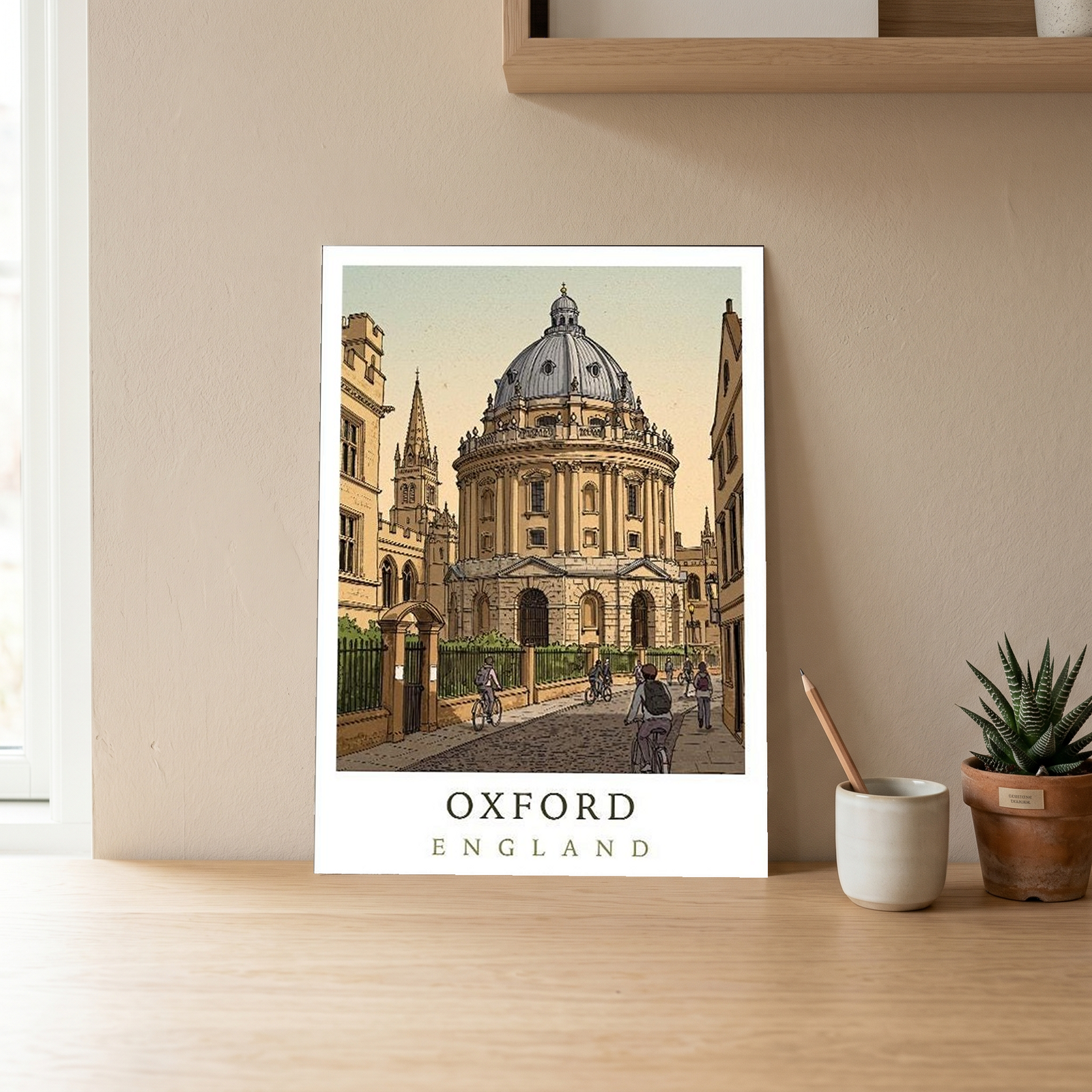 Oxford England Travel Poster — Radcliffe Camera University City Print