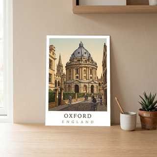 Oxford England Travel Poster — Radcliffe Camera University City Print