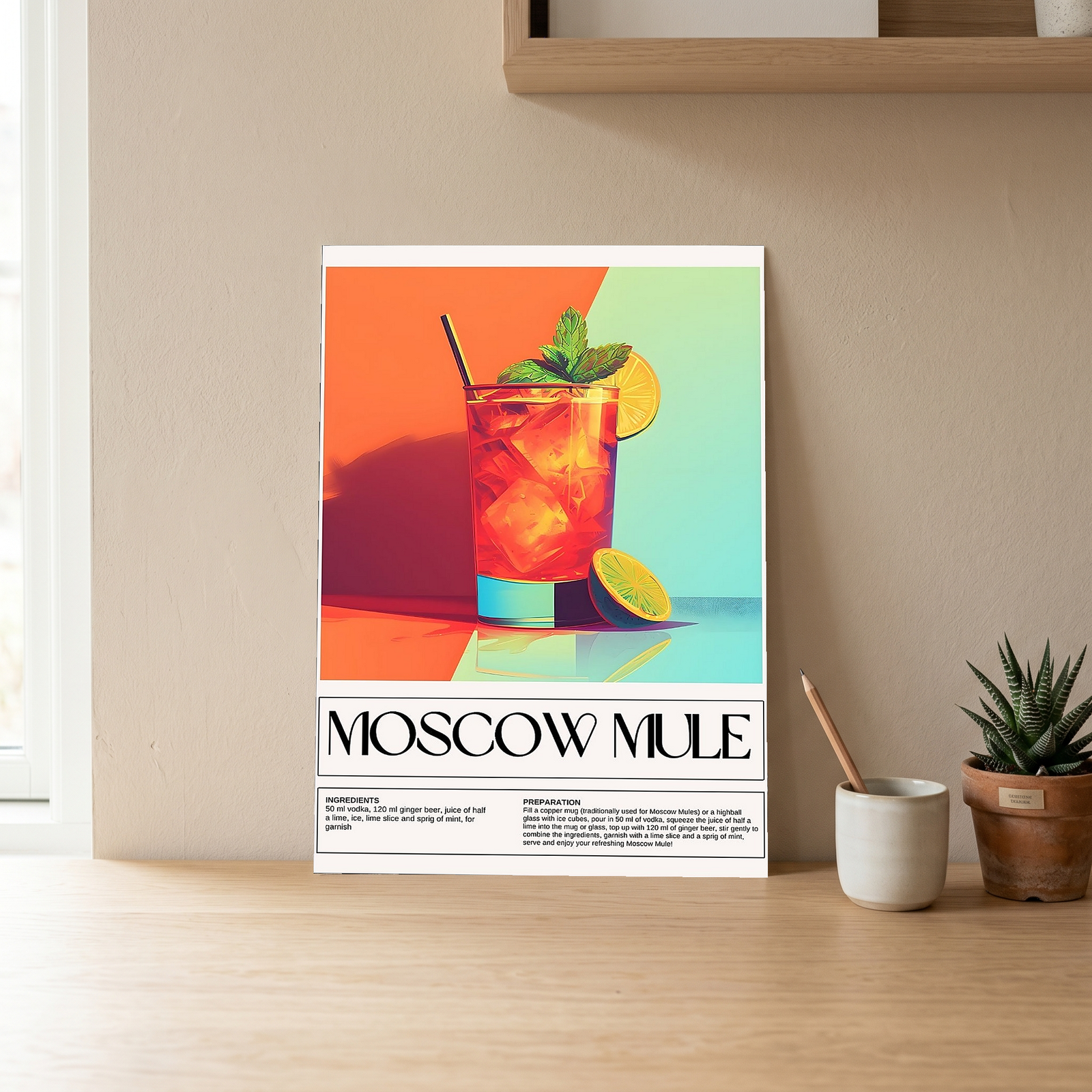 Moscow Mule Wall Art Print — Classic Vodka Ginger Cocktail Poster