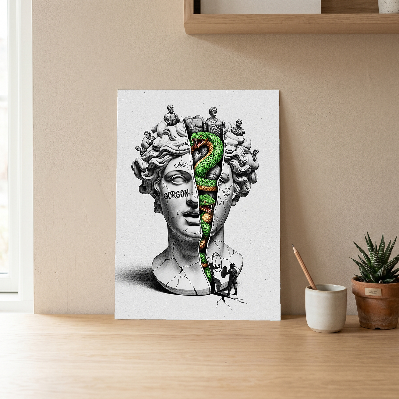 Gorgon Medusa — Surreal Apollo Bust Wall Art Print
