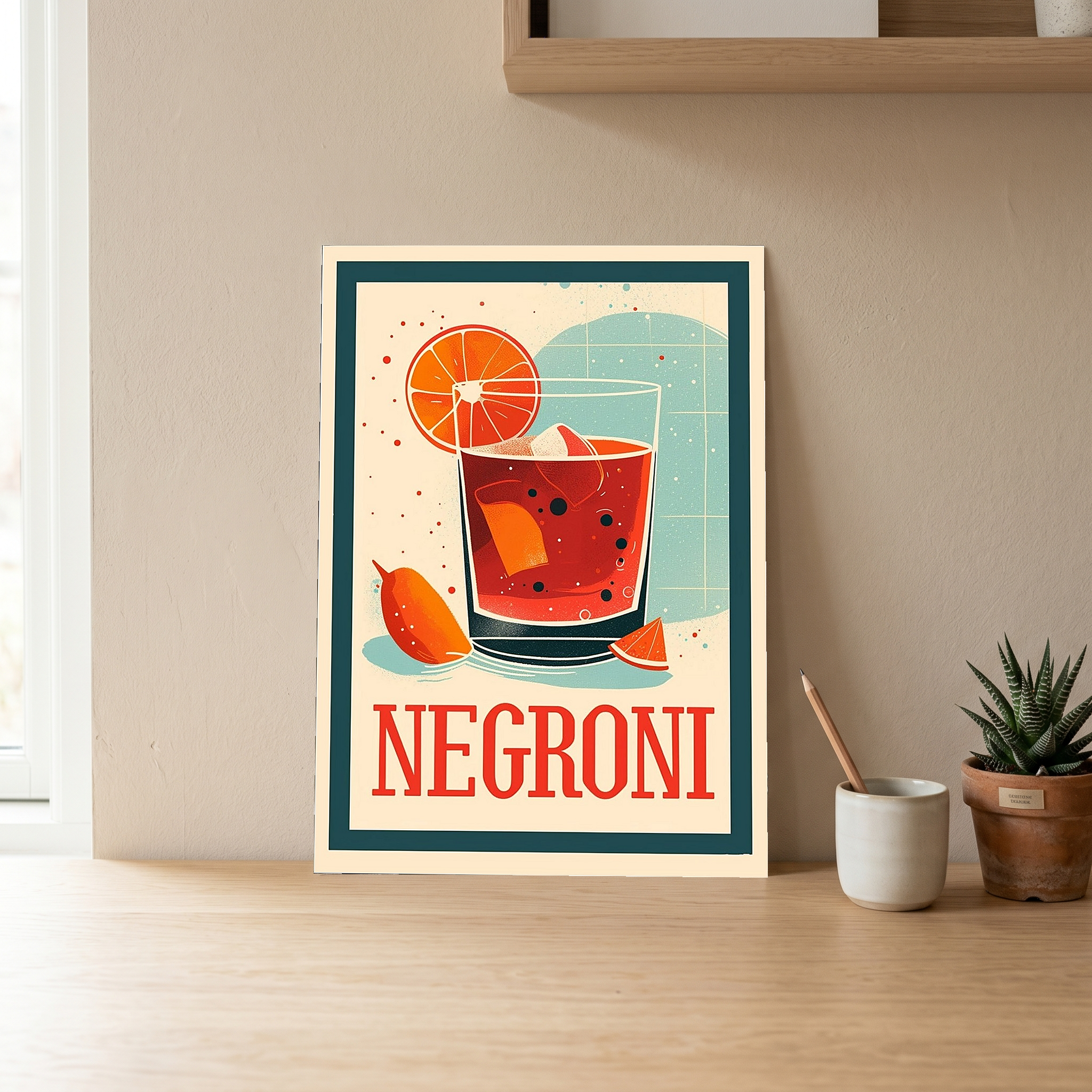 The Negroni Wall Art Print — Italian Bitter Classic Cocktail Poster
