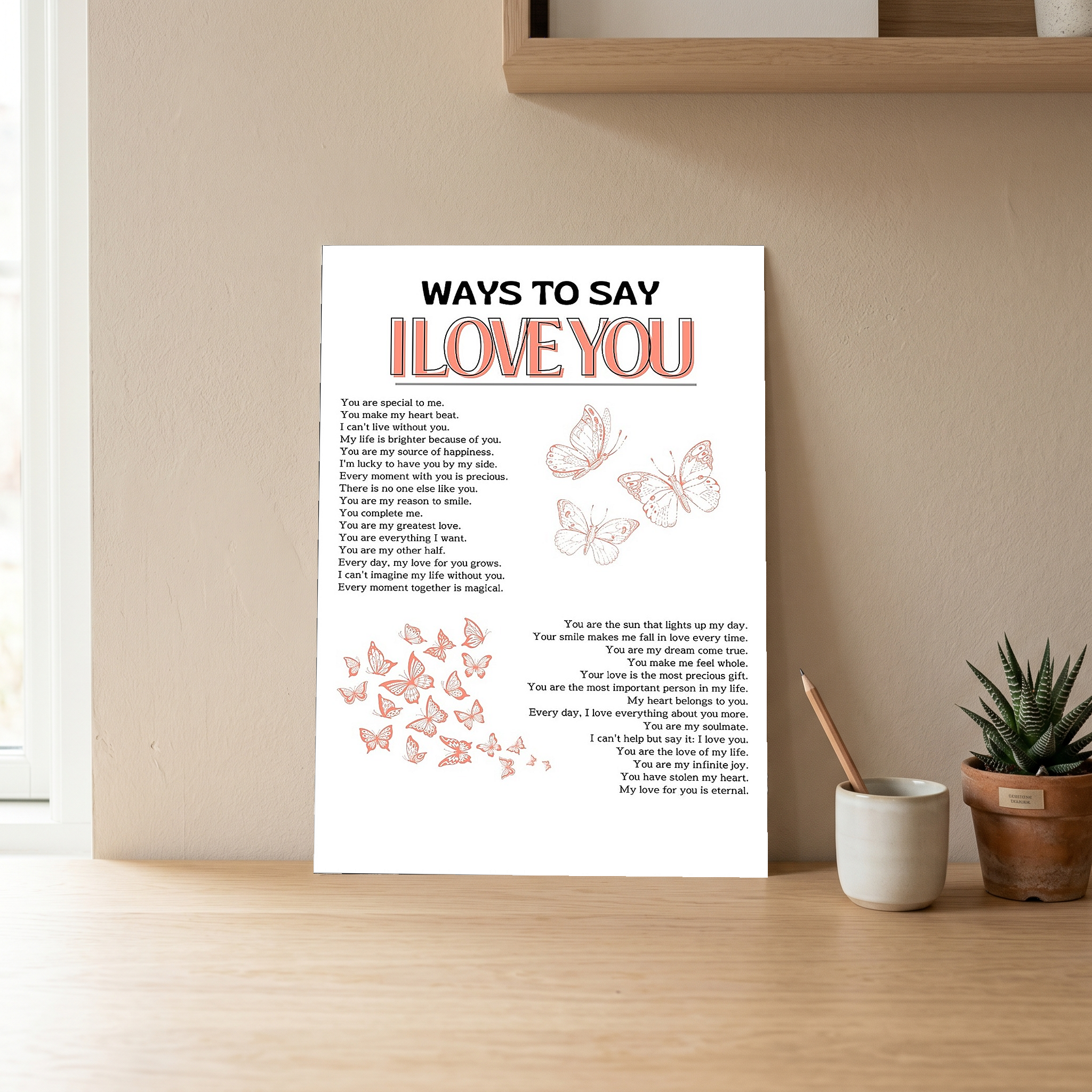 Ways to Say I Love You Wall Art Print — Multilingual Love Quote Poster