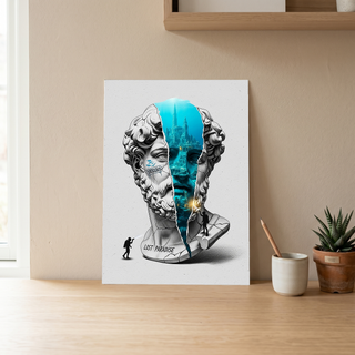 Lost Paradise Atlantis — Surreal Poseidon Bust Wall Art Print