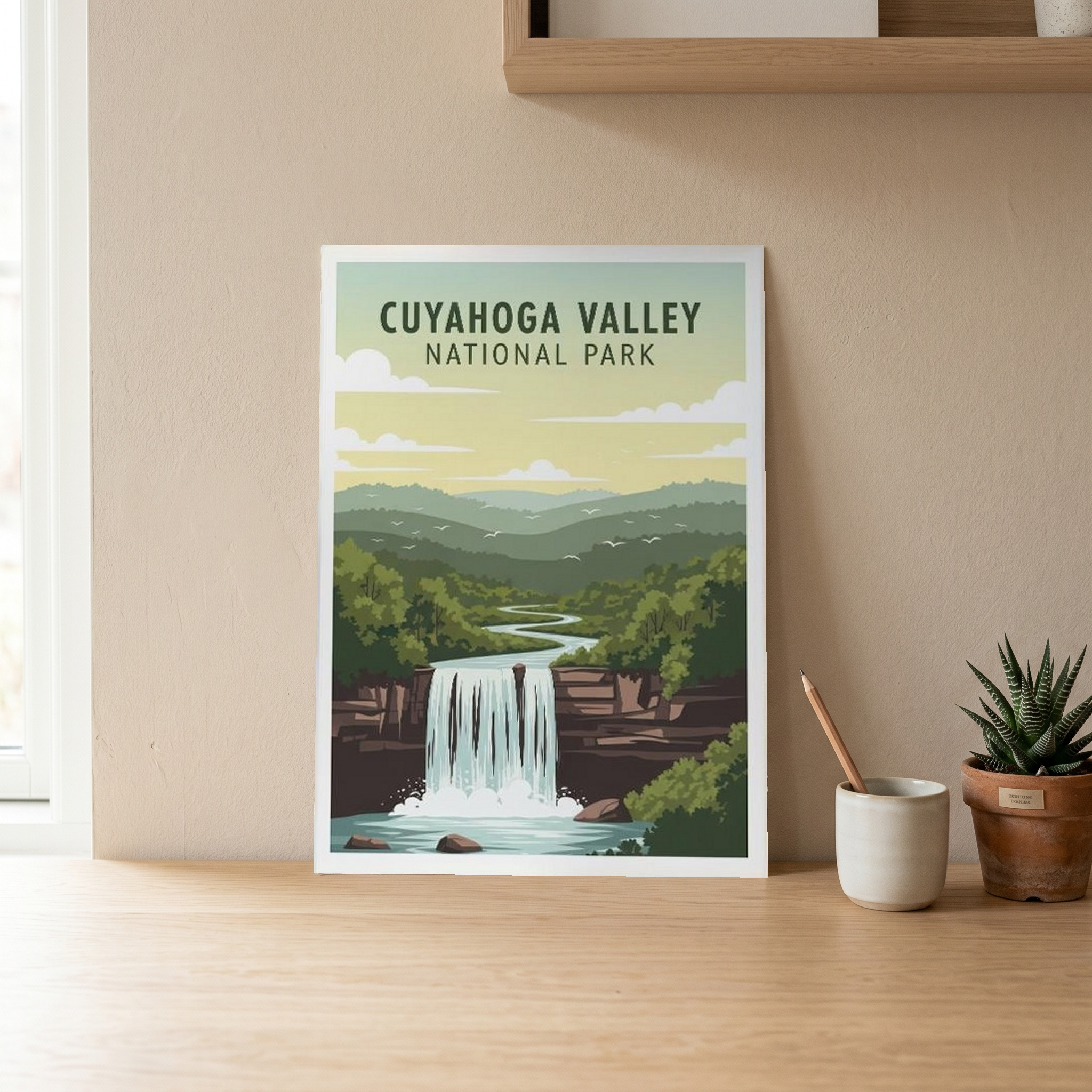 Cuyahoga Valley National Park Poster — Vintage Ohio Brandywine Falls Print