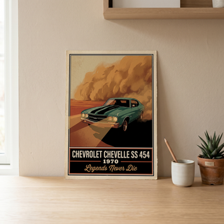 Chevrolet Chevelle SS 454 1970 V7 Dust Storm Poster — Vintage Muscle Car Action Print