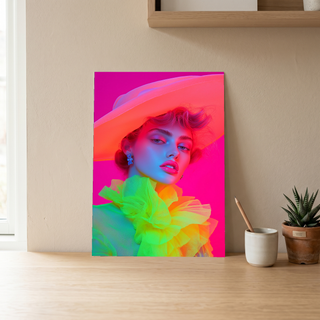 Hat and Hues Wall Art Print — Neon Pop Portrait Poster