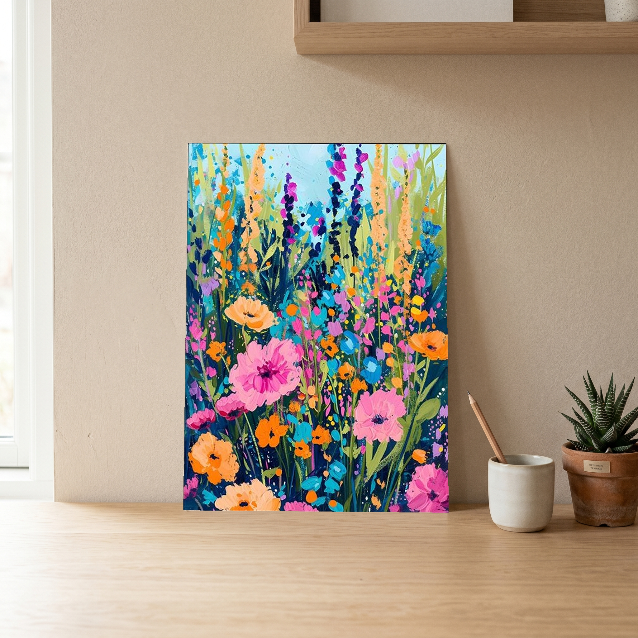 Abstract Flower Field Print — Vibrant Botanical Painterly Wall Art