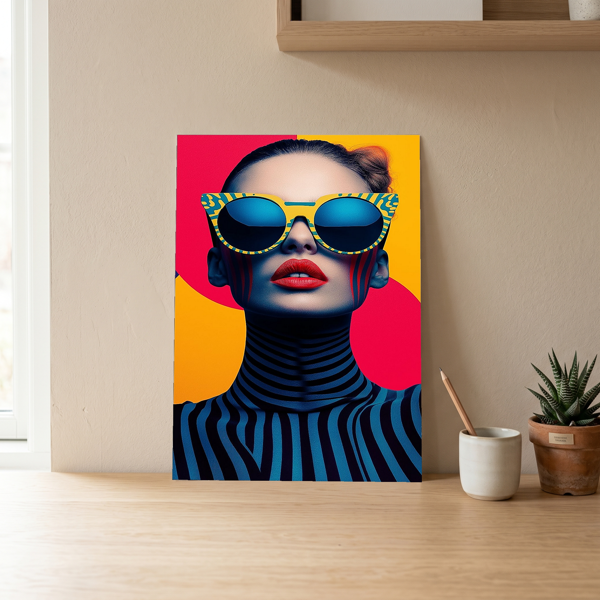 Electric Elegance Wall Art Print — Bold Pop Portrait Poster