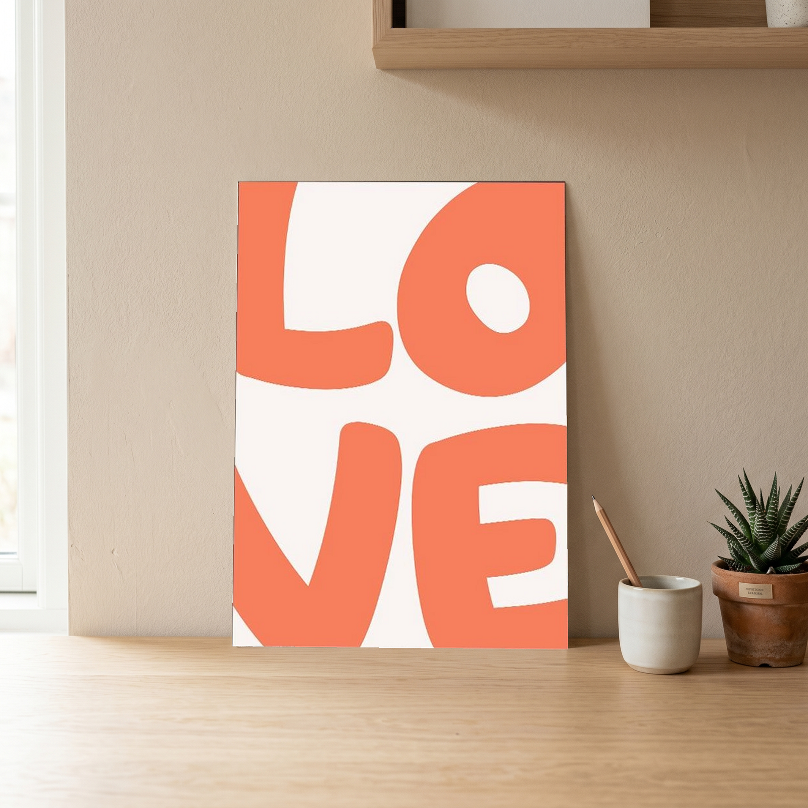 LOVE Poster — Bold Minimalist Typography Orange Wall Art Print