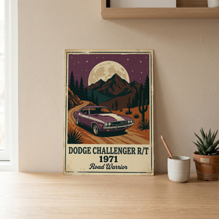 Dodge Challenger R/T 1971 Poster — Vintage Muscle Car Desert Moon Print