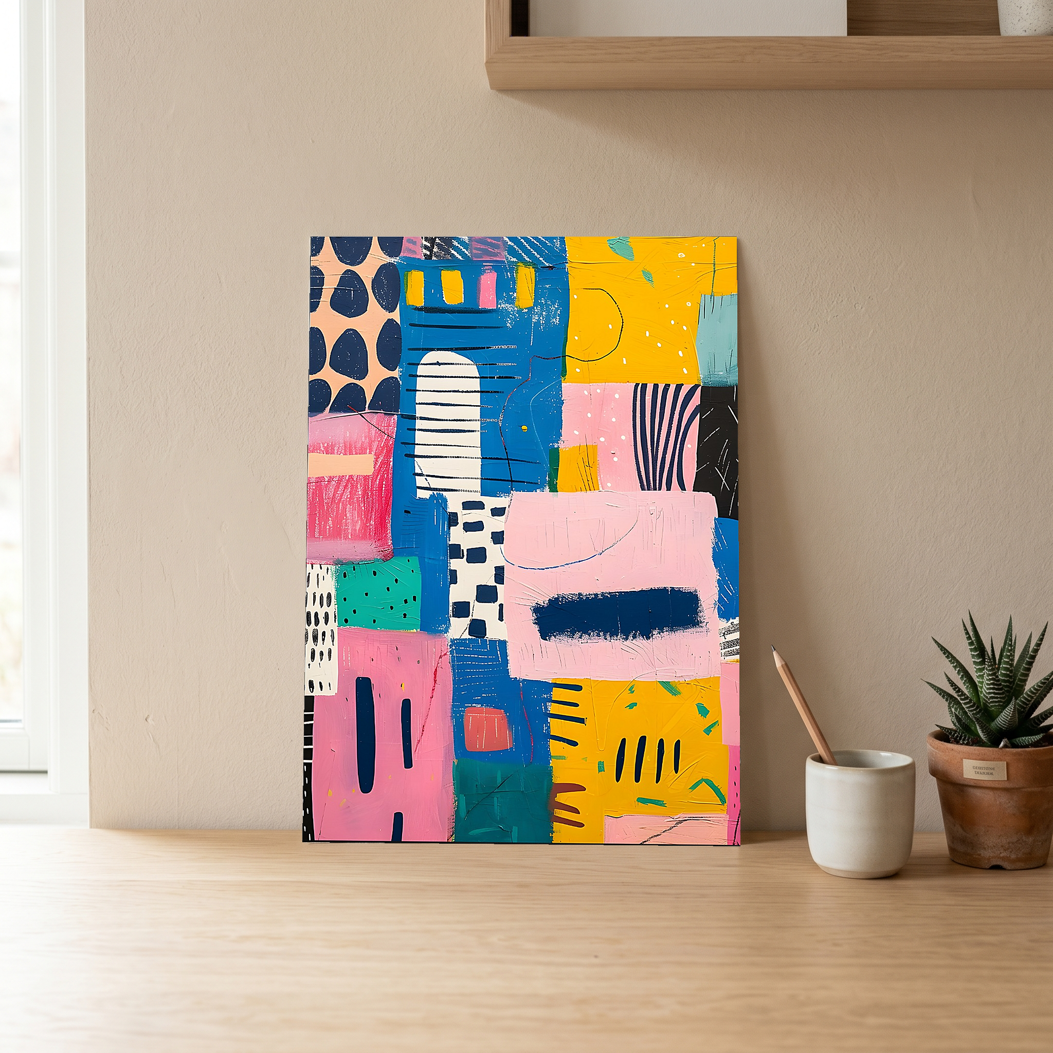 Vibrant Collage Wall Art Print — Bold Mixed Media Poster