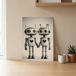 Mechanical Hearts Wall Art Print — Industrial Robot Love Poster