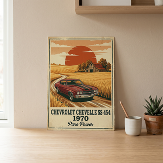 Chevrolet Chevelle SS 454 1970 Poster — Vintage Muscle Car Country Barn Print