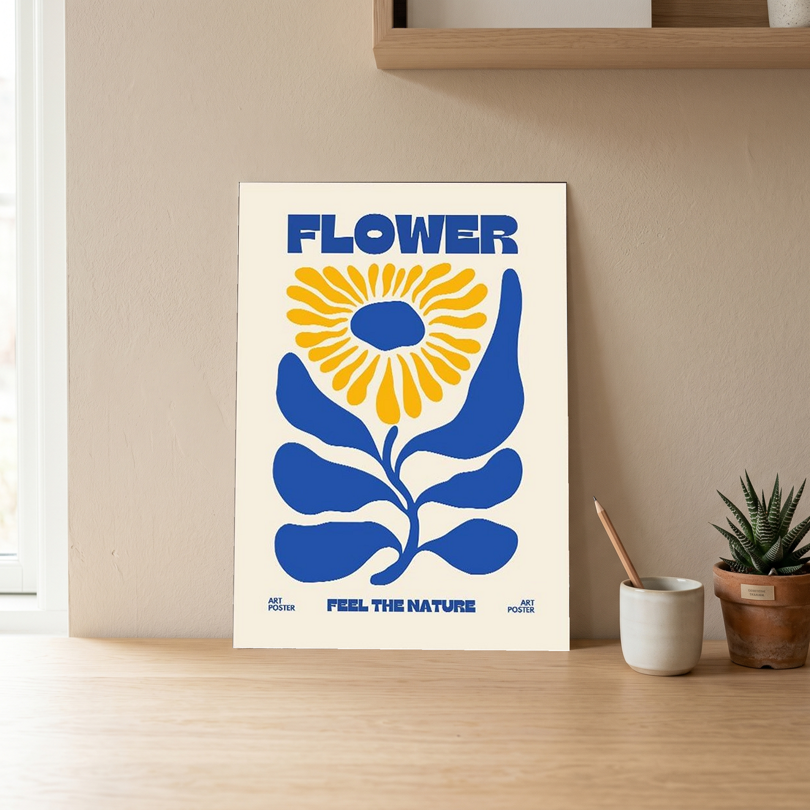 FLOWER Feel the Nature Poster — Mid-Century Botanical Cut-Out Print