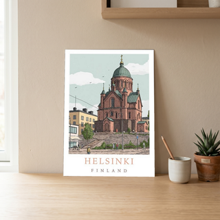 Helsinki Finland Travel Poster — Uspenski Cathedral Nordic City Print
