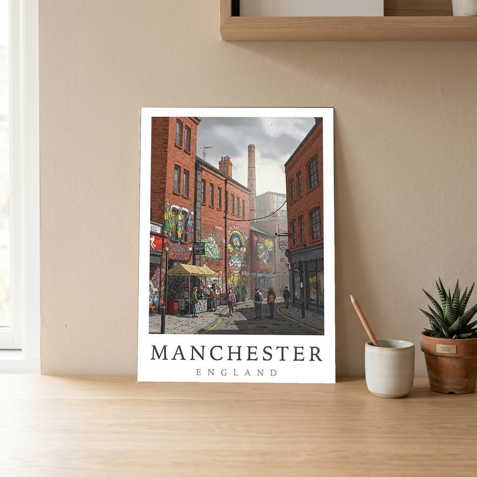 Manchester England Travel Poster — Northern Quarter Street Art Print