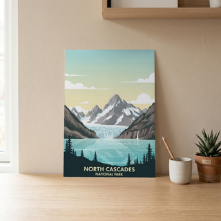 North Cascades National Park Poster — Vintage Washington Glacier Alpine Lake Print