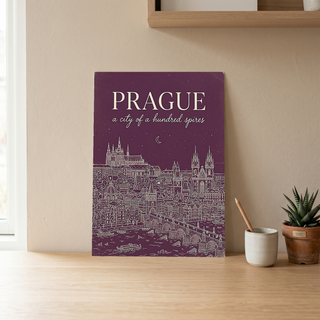 Prague Line Art Print — Plum Castle Charles Bridge Skyline Wall Art