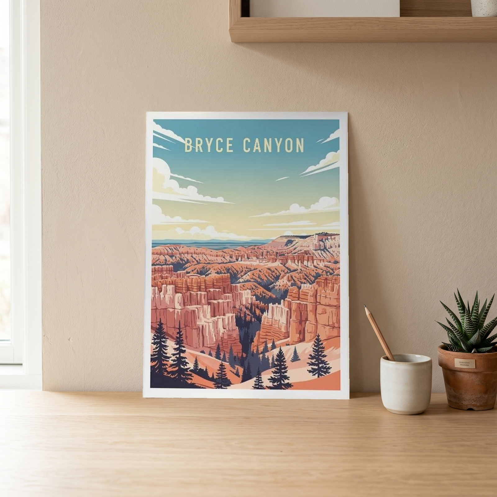 Bryce Canyon National Park Poster — Vintage Utah Hoodoo Sunrise Print