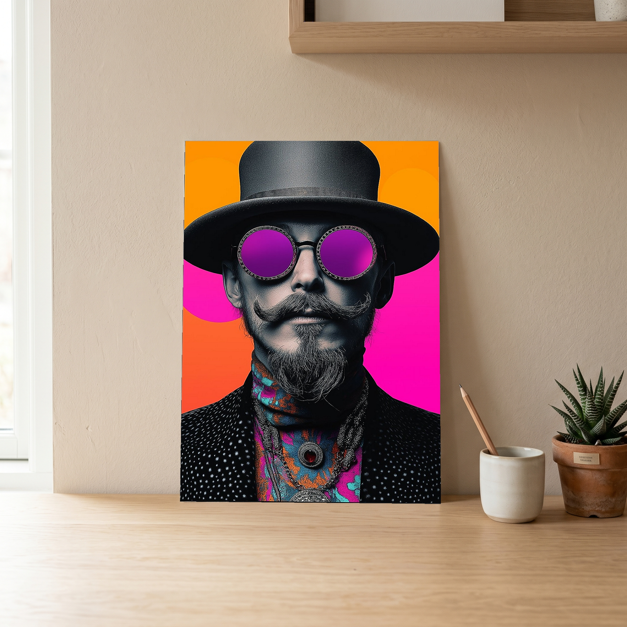 Neon Mystique Wall Art Print — Mysterious Pop Portrait Poster
