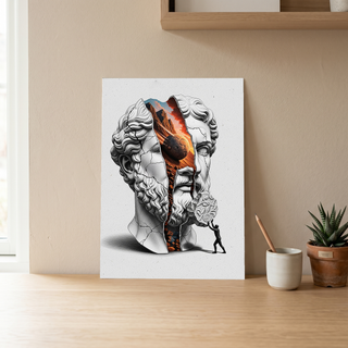 Sisyphus Eternal Struggle — Surreal Heracles Bust Wall Art Print
