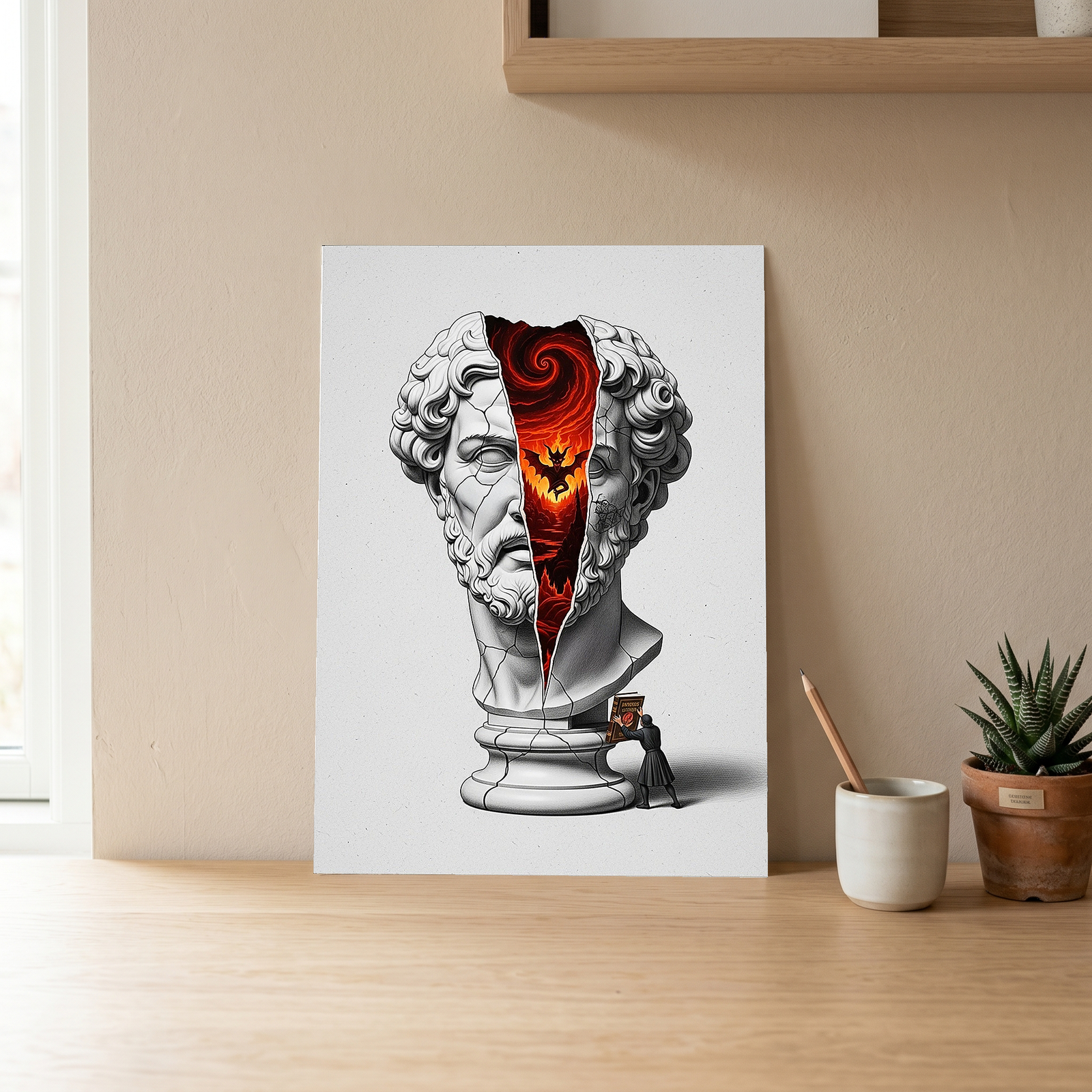 Inferno — Surreal Zeus Bust Wall Art Print