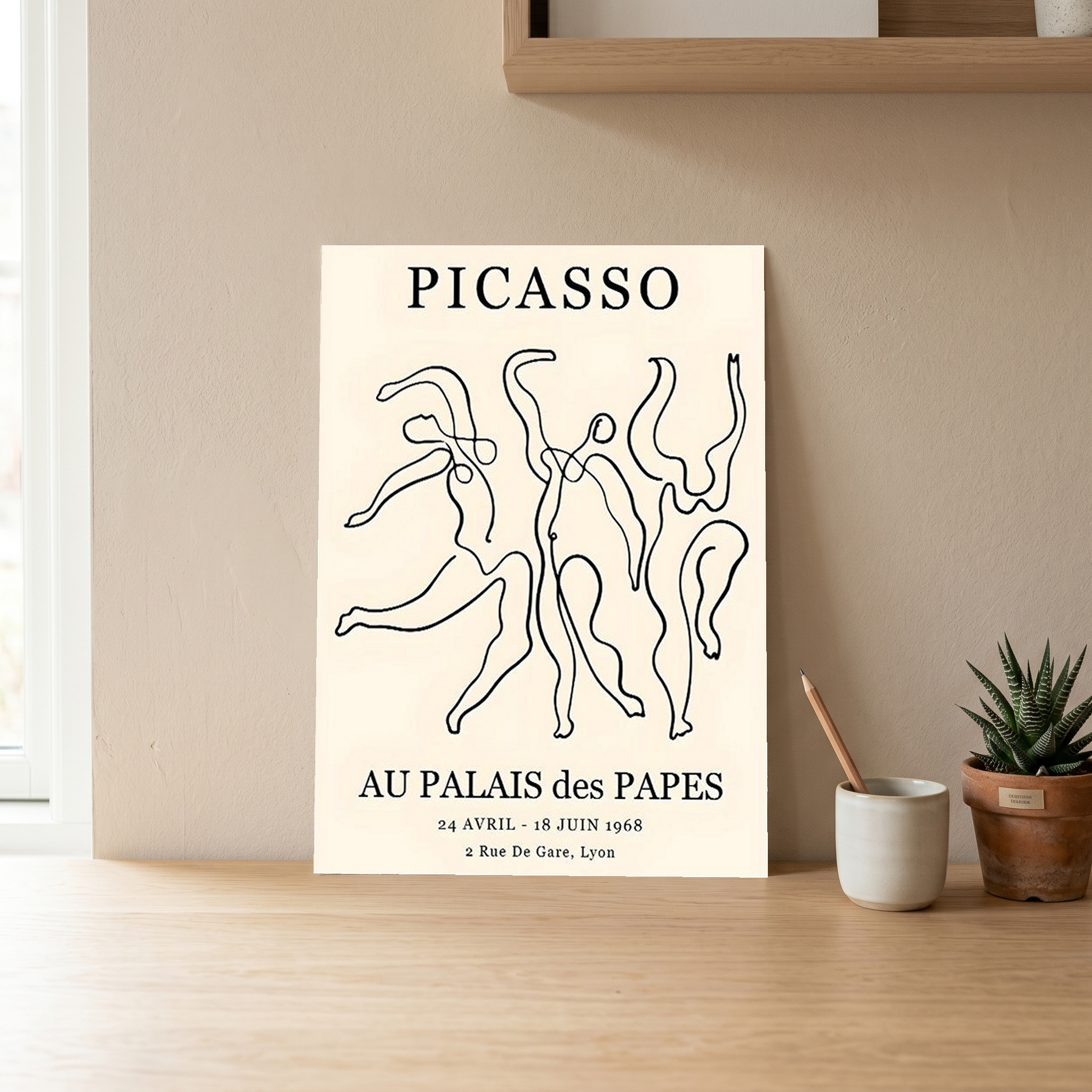Picasso Au Palais des Papes 1968 Exhibition Poster Vintage Line Art Print