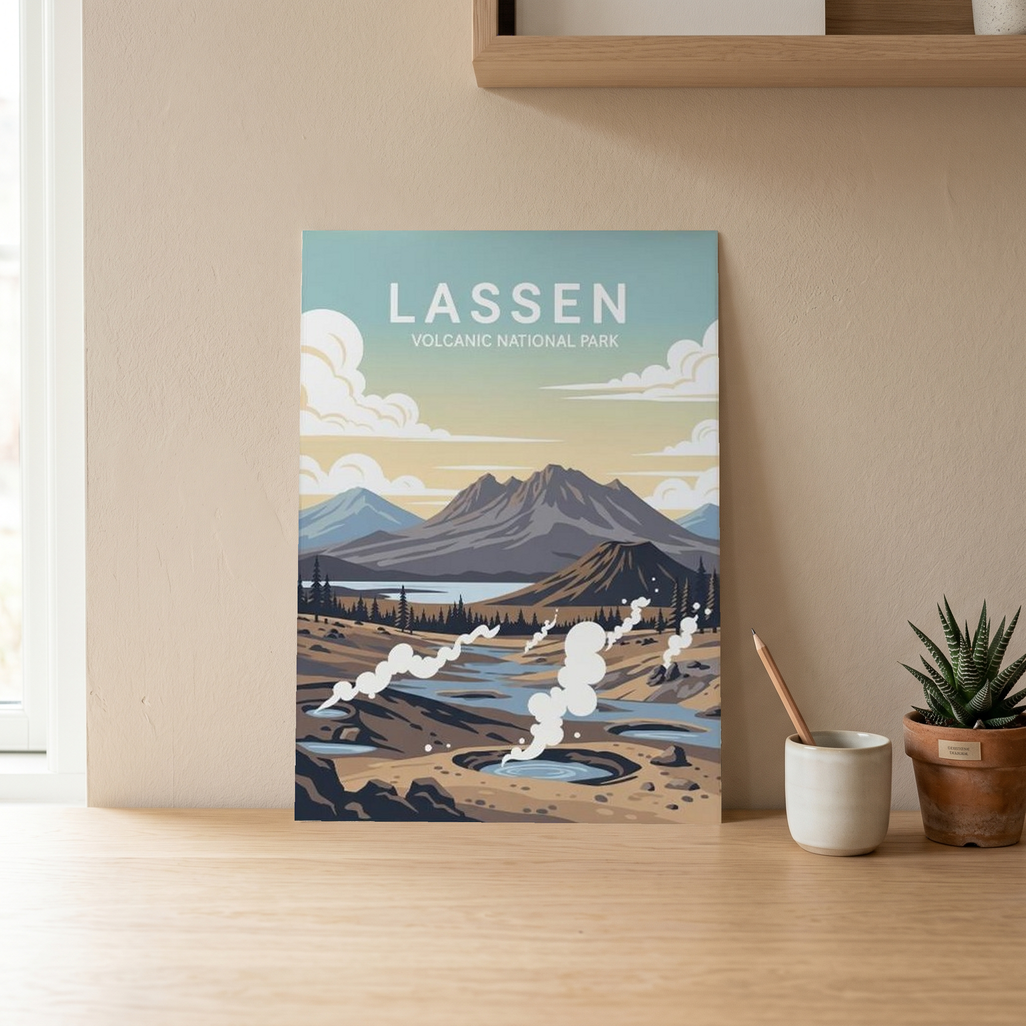Lassen Volcanic National Park Poster — Vintage California Hydrothermal Print