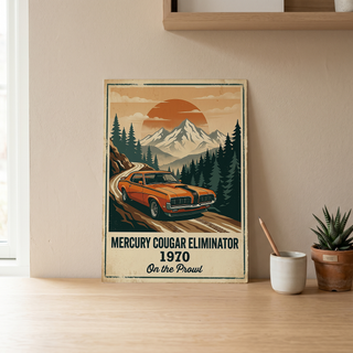Mercury Cougar Eliminator 1970 Poster — Vintage Muscle Car Mountain Pine Print
