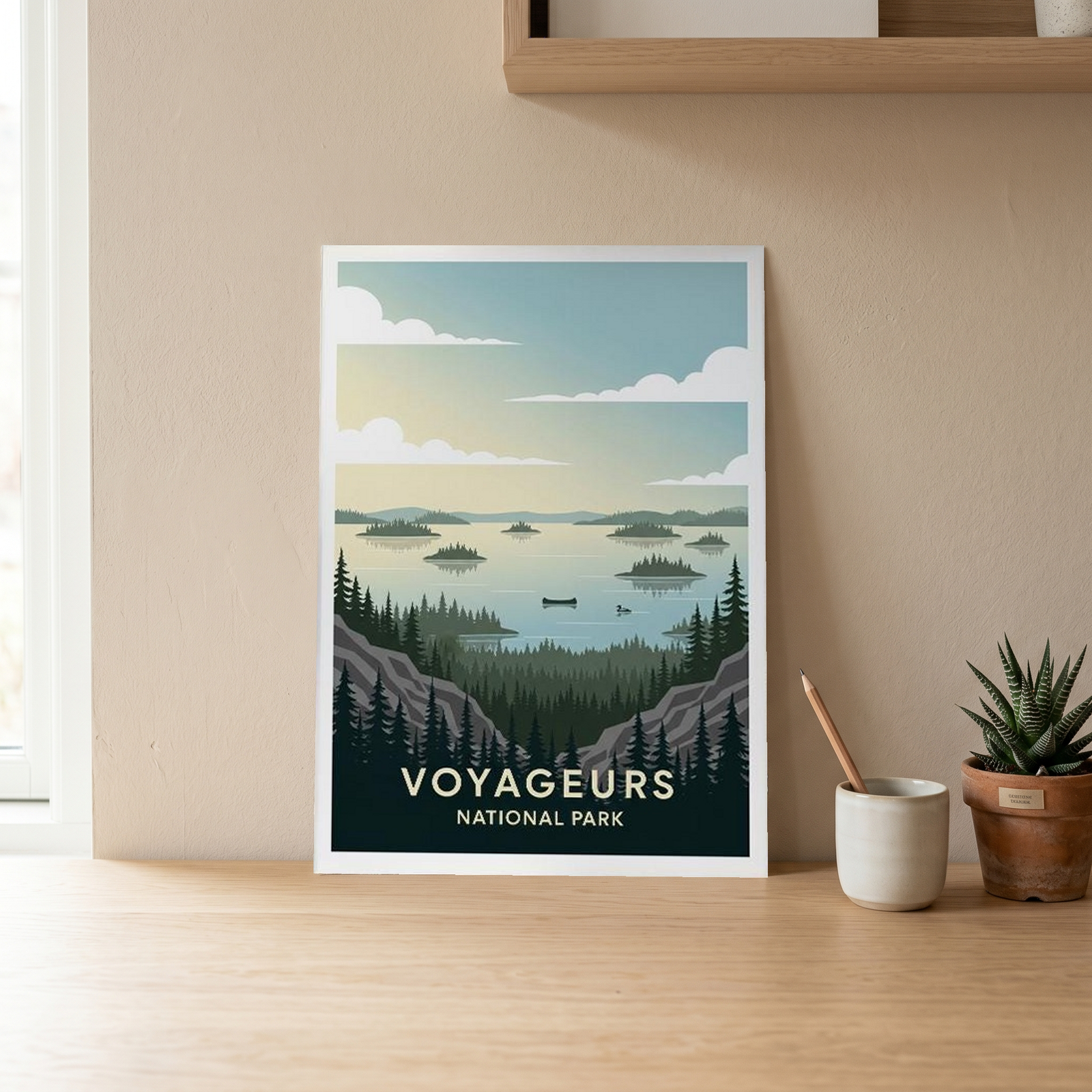 Voyageurs National Park Poster — Vintage Minnesota Canoe Lake Print