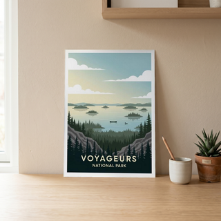 Voyageurs National Park Poster — Vintage Minnesota Canoe Lake Print