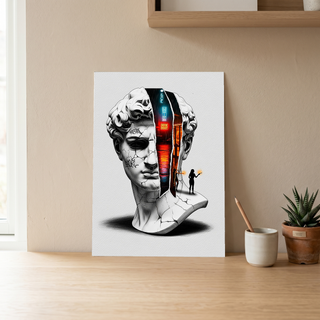 Neon Noir — Surreal David Bust Wall Art Print