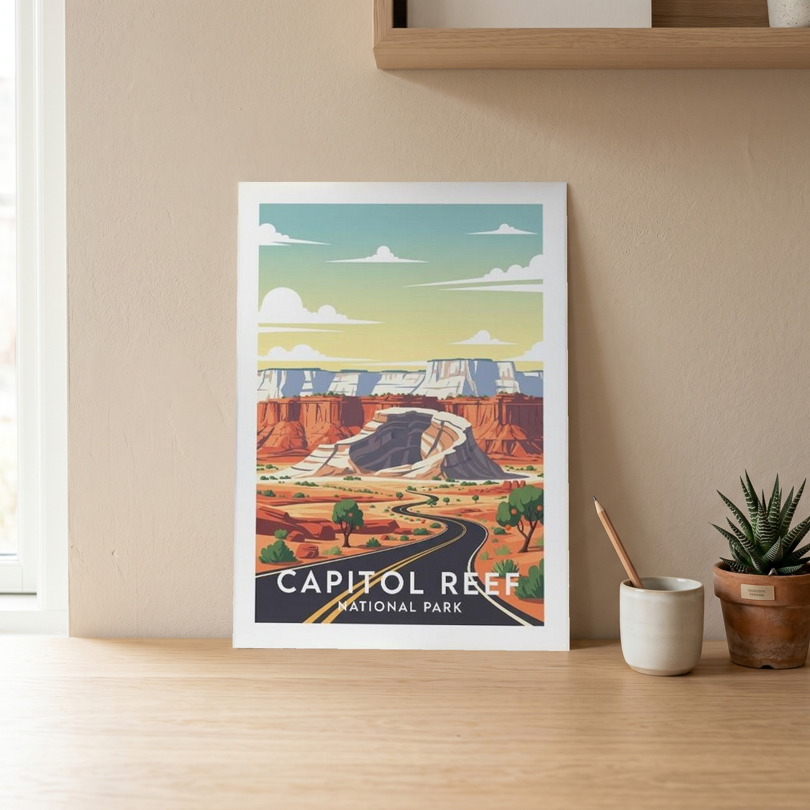 Capitol Reef National Park Poster — Vintage Utah Waterpocket Fold Print