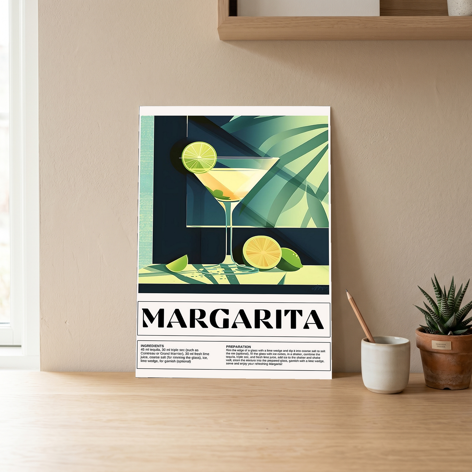Margarita Wall Art Print — Classic Tequila Cocktail Poster