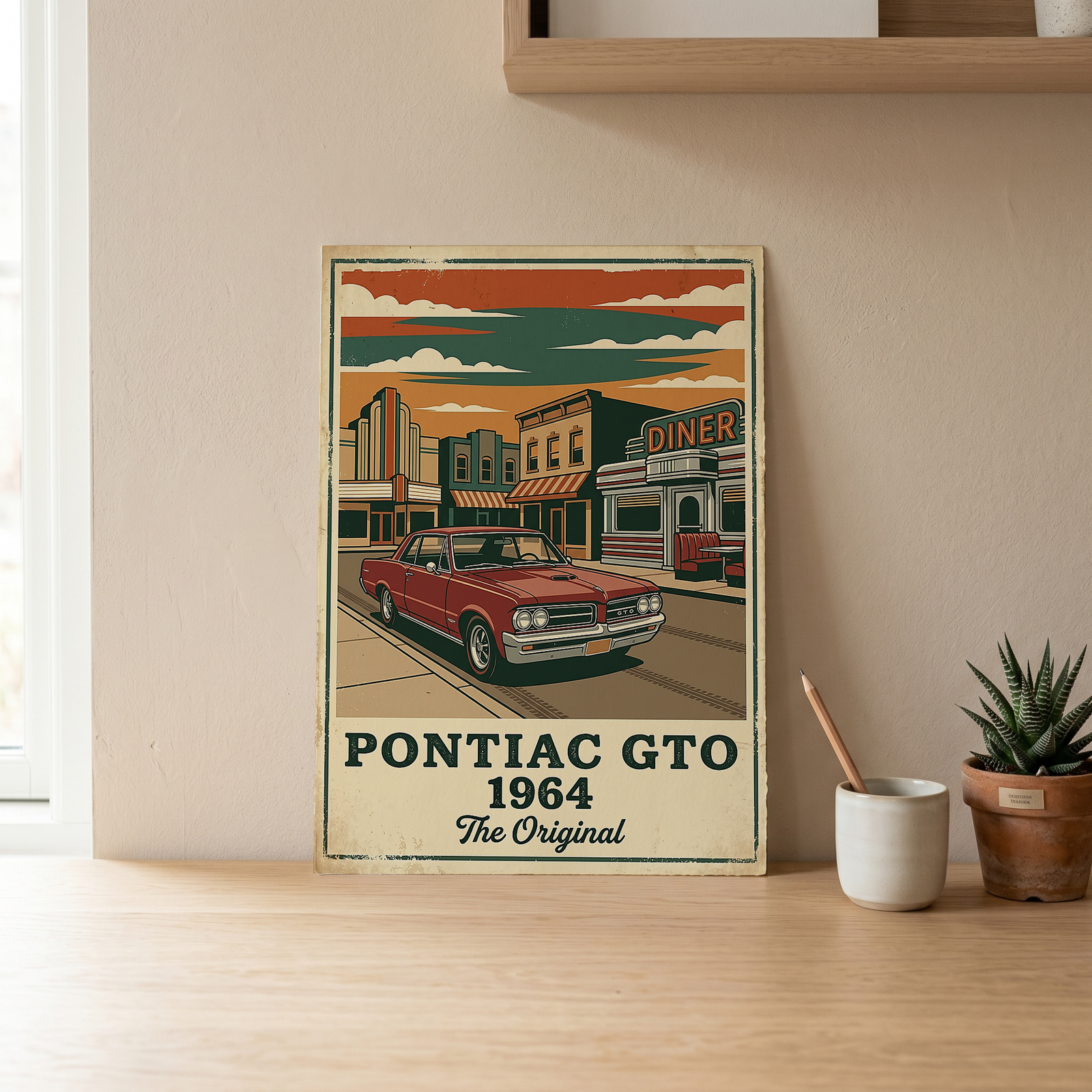 Pontiac GTO 1964 Poster — Vintage Muscle Car Diner Main Street Print