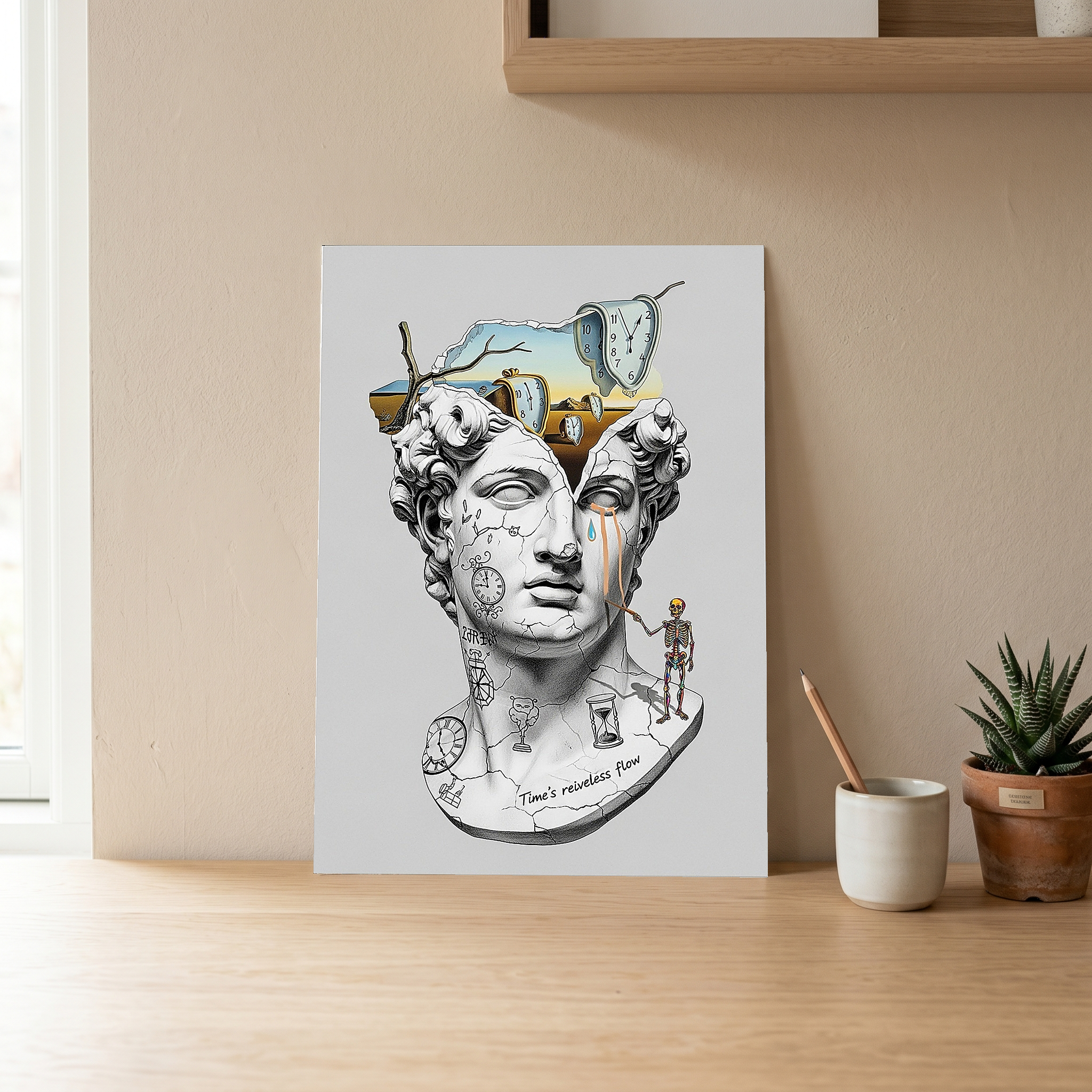 Flow of Time Dali — Surreal Melting Clocks Wall Art Print