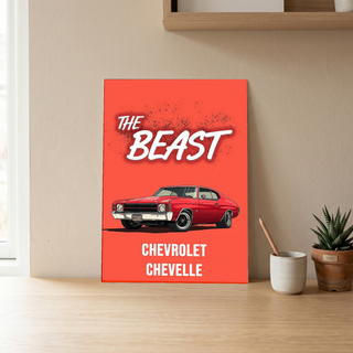 The Beast Chevy Chevelle Poster — Red Muscle Car Wall Art Print