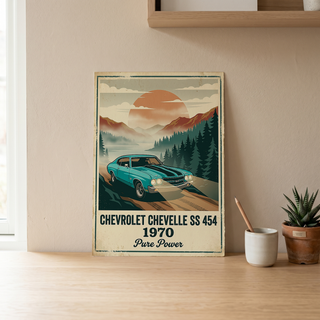 Chevrolet Chevelle SS 454 1970 V6 Aqua Edition — Vintage Muscle Misty Mountain Print