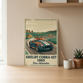 Shelby Cobra 427 1965 Poster — Vintage Race Track Roadster Print