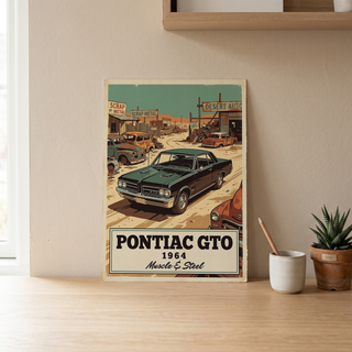 Pontiac GTO 1964 V2 Poster — Vintage Muscle Desert Junkyard Print